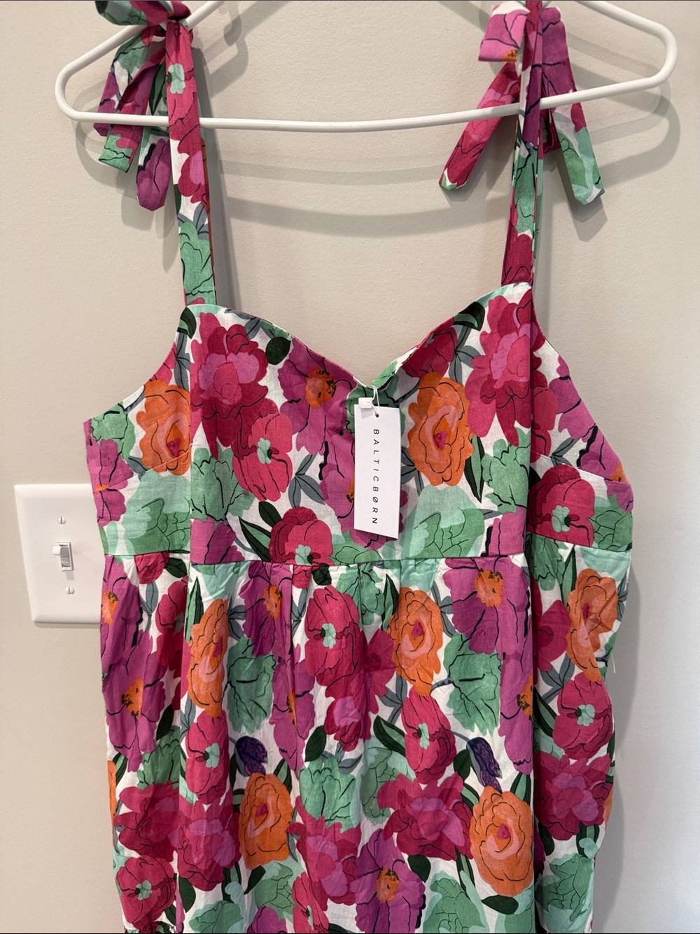 Baltic Born Floral Tie-Shoulder Maxi Dress in Pink, Orange & Mint